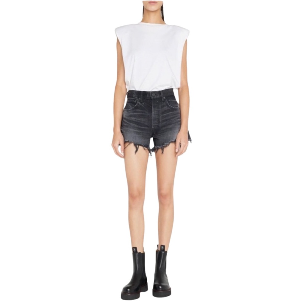 MOUSSY VINTAGE SHIRLEY DESTROYED HIGH
RISE DENIM SHORTS